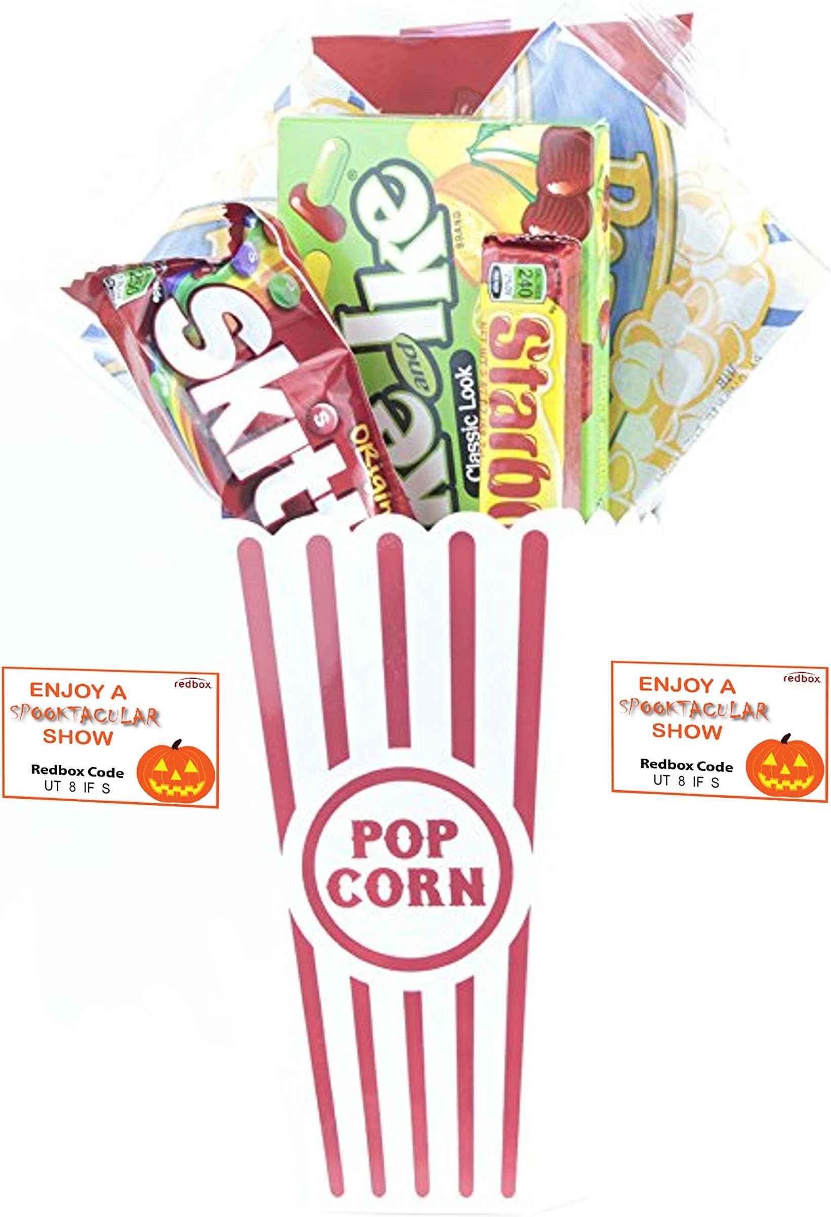 Spooktacular Movie Night Gift Basket ~ With Popcorn, Candy and 2 Free Redbox Movie Rentals (Mike and Ikes)