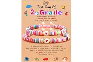 UPROMI First Day of Preschool/Kindergarten/1st Grade/2nd Grade/School Gift, Back to School Bracelet Mommy and Me Dad and Son
