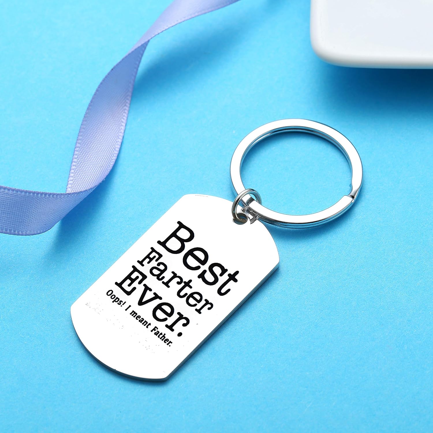 Nimteve Dad Gifts from Son Daughter Dad Keychain Father Keyring Key Tags for Daddy Papa Men Jewellery for Father's Day Birthday Gift (Funny Style- Best Farter Ever I Mean Father) - Image 3