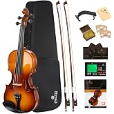 Cecilio 3/4 Violin Solidwood Violin with Premium Strings, Bow, Rosin, Tuner, Shoulder Rest &amp; Lesson Book &ndash; Ideal for Beginners
