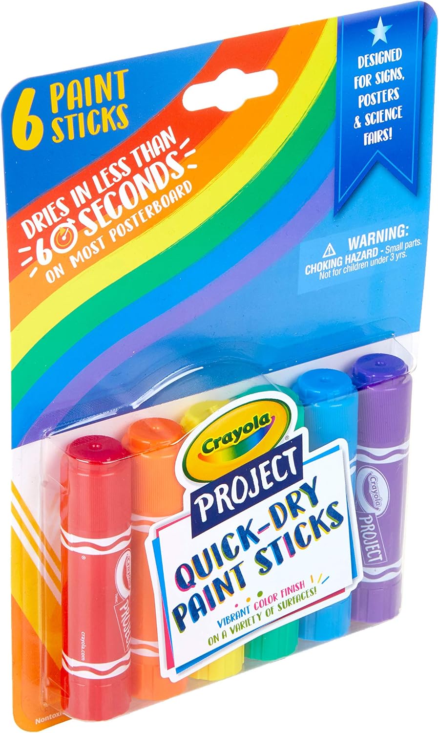 CRAYOLA Quick-Dry Washable Paint Sticks, Assorted Colours (Pack of 6), Assorted (Gold Ingot, Copper Mine, Pink Bling - Image 3