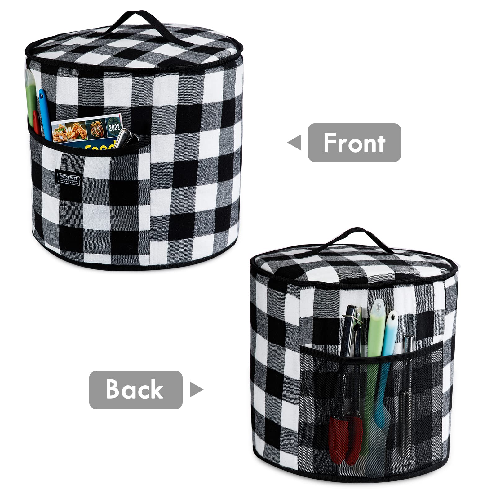 BAGSPRITE Dust Protection for Instant Pot 6 Quart Device Covers - Insulated Pressure Cooker Cover with Pockets for Kitchen Instant Pot Accessories - Instant Cover Buffalo Check