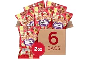 Popcornopolis Double Drizzle 6 ct, 2 oz Case, Caramel and Kettle with Chocolatey Stripes Flavored Indulgent Popcorn
