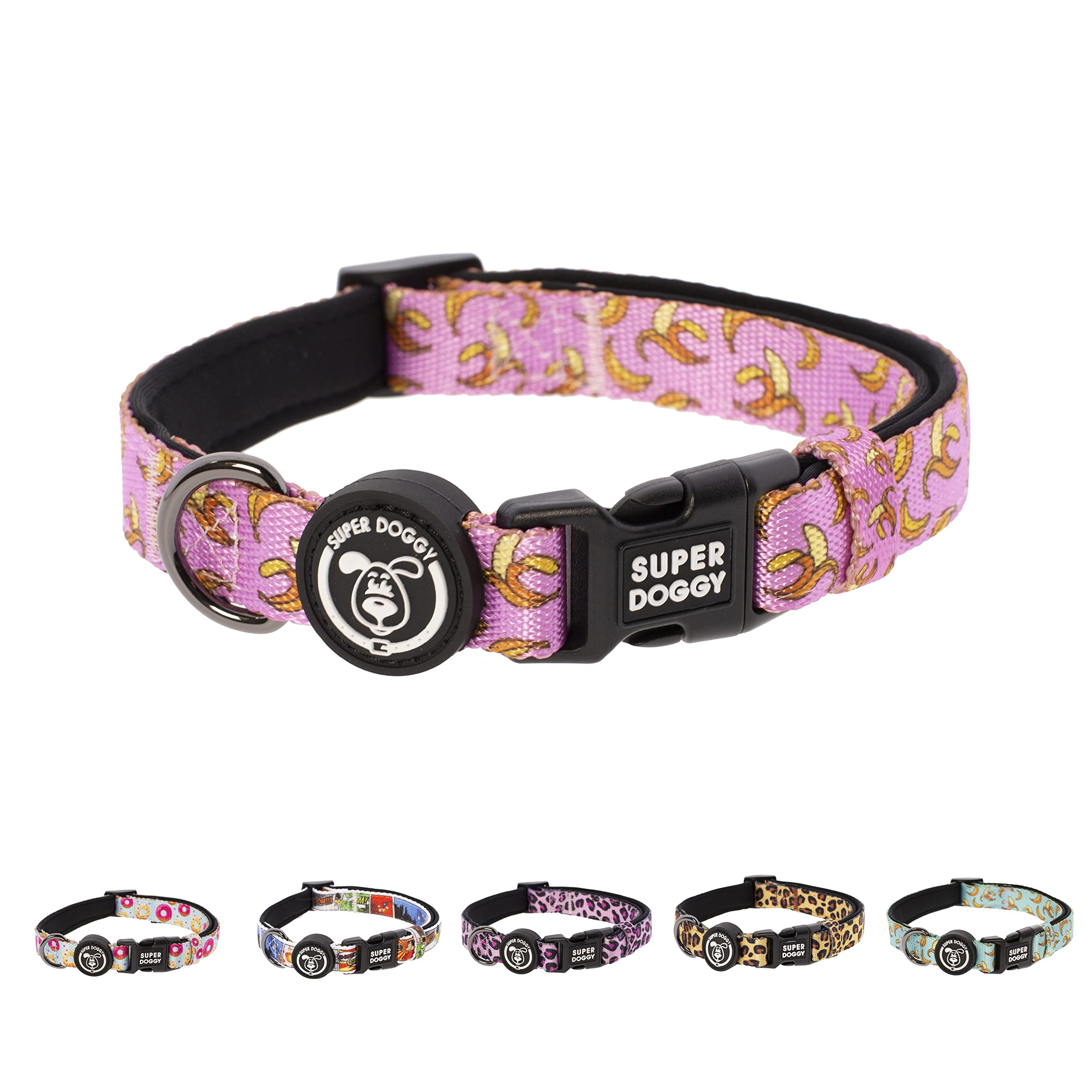 SUPER DOGGY Small, Medium and Large Dog Collar – Adjustable and Padded Nylon Collar with Fashion Designs – for Walking, Training and Running – Lightweight and Durable — image 1