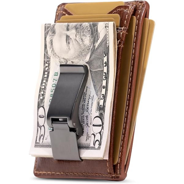 Handadsume Men's Genuine Leather Vertical Wallet - Oil Wax Leather Card Case With Chain, Snap Closure & RFID Blocking - View #6