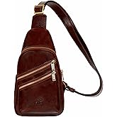 Time Resistance Leather Crossbody Bag - Brown Sling Bag - Messenger Bag for Men and Women - Handmade Shoulder Bag Backpack