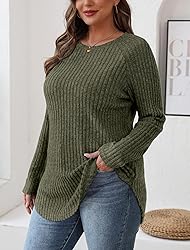 Saloogoe Womens Long Sleeve Tops Casual Pullover