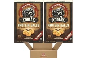 Kodiak Cakes Oatmeal Chocolate Chip No-Bake Protein Balls 2 Box Bundle - 240g Protein Total as Prepared - On the Go Snack for Lunch Boxes, Work Meal, Post-Workout In Maple Hills Market Protective Box