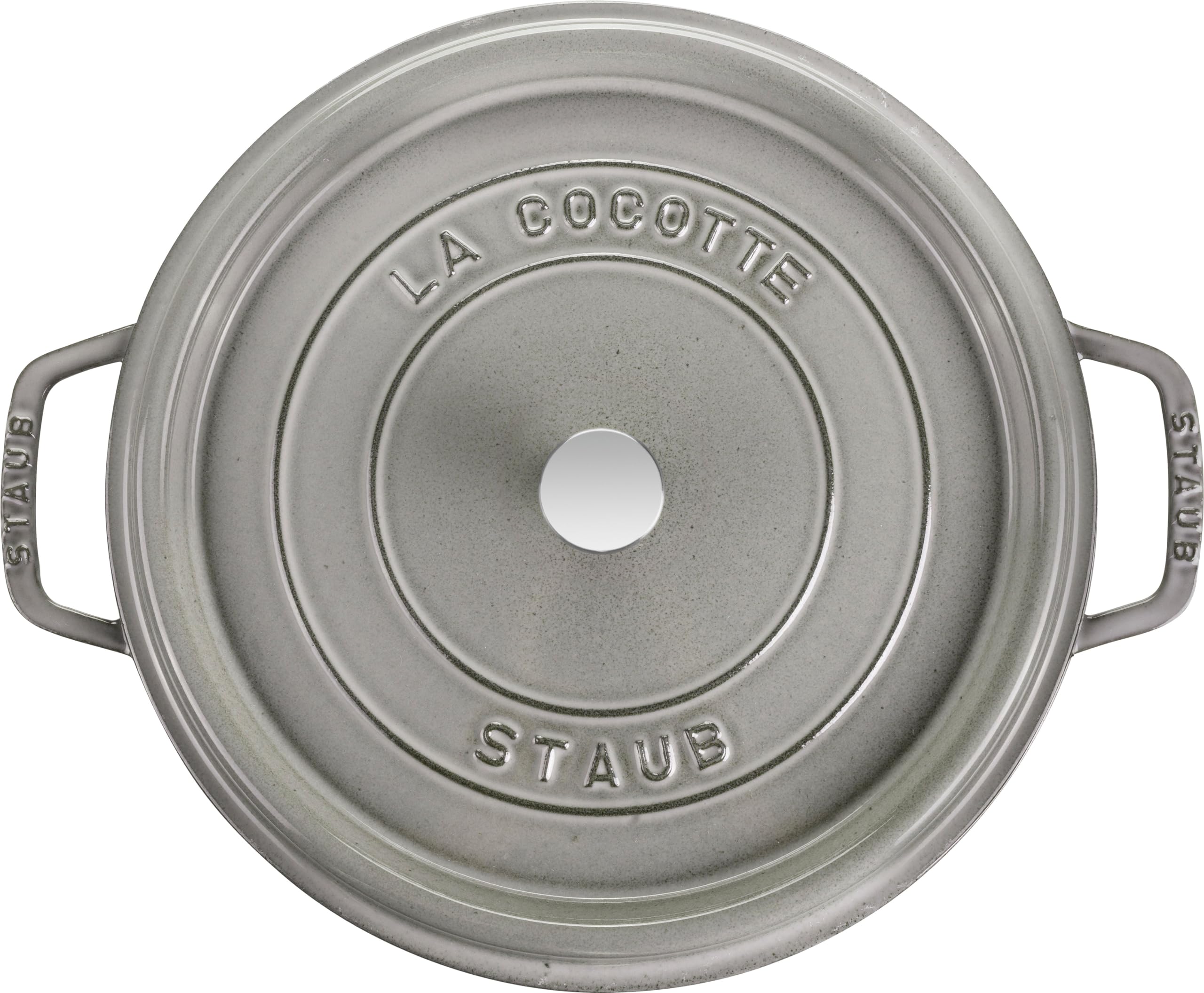 STAUB Cast Iron Roaster/Cocotte, Round, 8.35 L, Graphite Grey, 30 cm