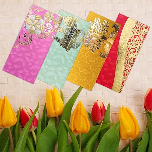 PARTH IMPEX Shagun Gift Envelope (Pack Of 10) Assorted Color Designs Money Holder Fancy Packet For Christmas Diwali Easter Birthday Wedding...