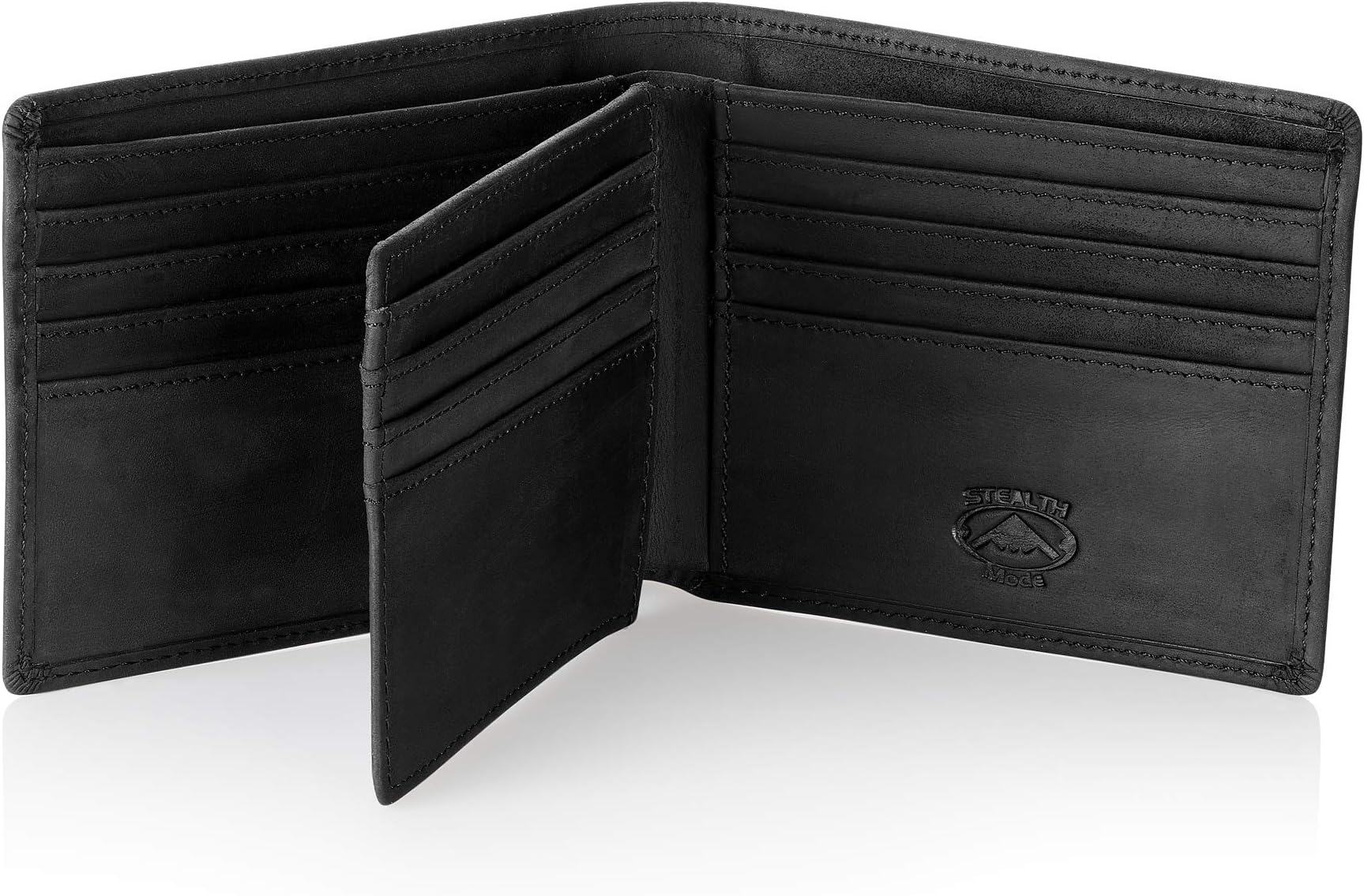 Stealth Mode Leather Bifold Wallet for Men With ID Window and RFID Blocking