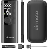 Airmoto Portable Tire Inflator and Hard Carrying Case Bundle | Cordless Tire Inflator with Digital Pressure Gauge &amp; Hard Carrying Case, Easy to Store in Glove Box and Ready to Go