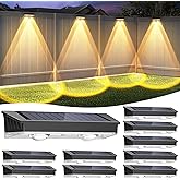 Solar Fence Lights Outdoor, 10 Pack Warm/Neutual/Cool White Fence Lights Solar Powered with 2 LED, IP65 Waterproof, Deck Lighting for Backyard, Patio, Wall, Railing, Pool, Stair