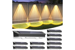 ETETALE Solar Fence Lights Outdoor, 10 Pack Warm/Neutual/Cool White Fence Lights Solar Powered with 2 LED, IP65 Waterproof, Deck Lighting for Backyard, Patio, Wall, Railing, Pool, Stair