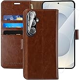 MONASAY Wallet Case Fit for Samsung Galaxy S25+ Plus 5G, [Lens & Glass Screen Protector Included] [RFID Blocking] Flip Folio Leather Cell Phone Cover with Credit Card Holder, 6.7 inch, Brown