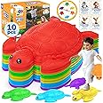 TOY Life 10 Pcs Turtle Balance Stepping Stone for Kids, Indoor Outside Toys for Kids Ages 4-8, Toddler Outdoor Toys, Stepping Stones Game, with Cards and Spinner