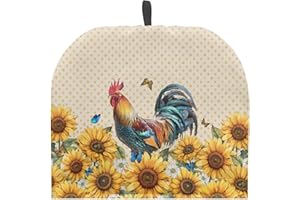 NETILGEN Teapot Cozy Large Tea Cozies Insulated Keep Tea Warm Tea Pot Cozies Teapot Dust Cover Perfect for Teapot British Home Kitchen Table Decorative, Rooster Sunflower Polka Dot