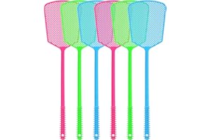 QIOJIRMU Multi-Pack Plastic Fly Swatters,Manual Colorful Flyswatters,6 Pack Heavy Duty Fly Killer,Work for Indoor,Garden,Office.