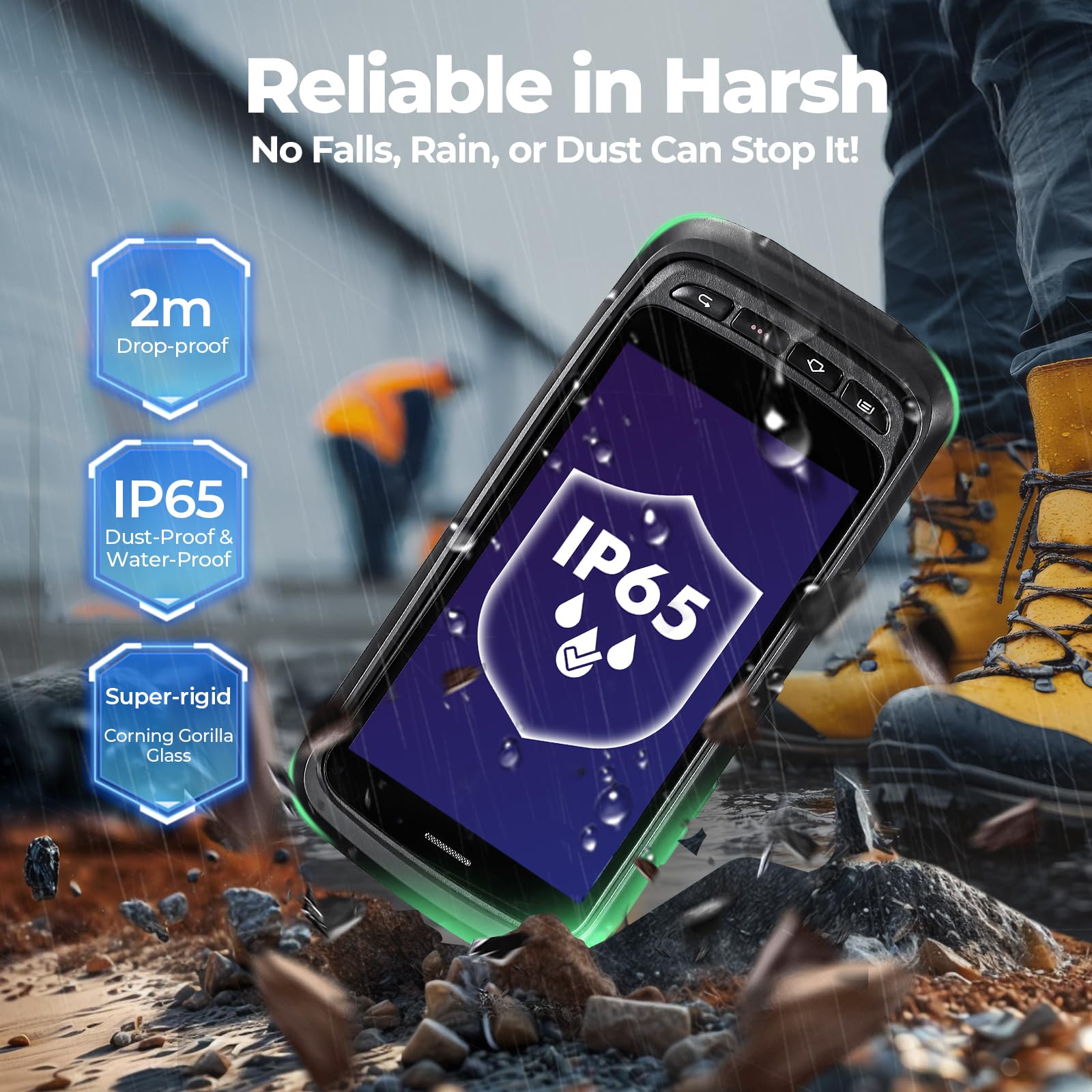 MUNBYN Android Barcode Scanner Full Screen, 8000mAh Mobile Computer, 1D/2D QR Zebra SE4710 Engine, Handheld Android 13, PDA for WMS, 4G Wi-Fi Inventory Bar Code Scanner