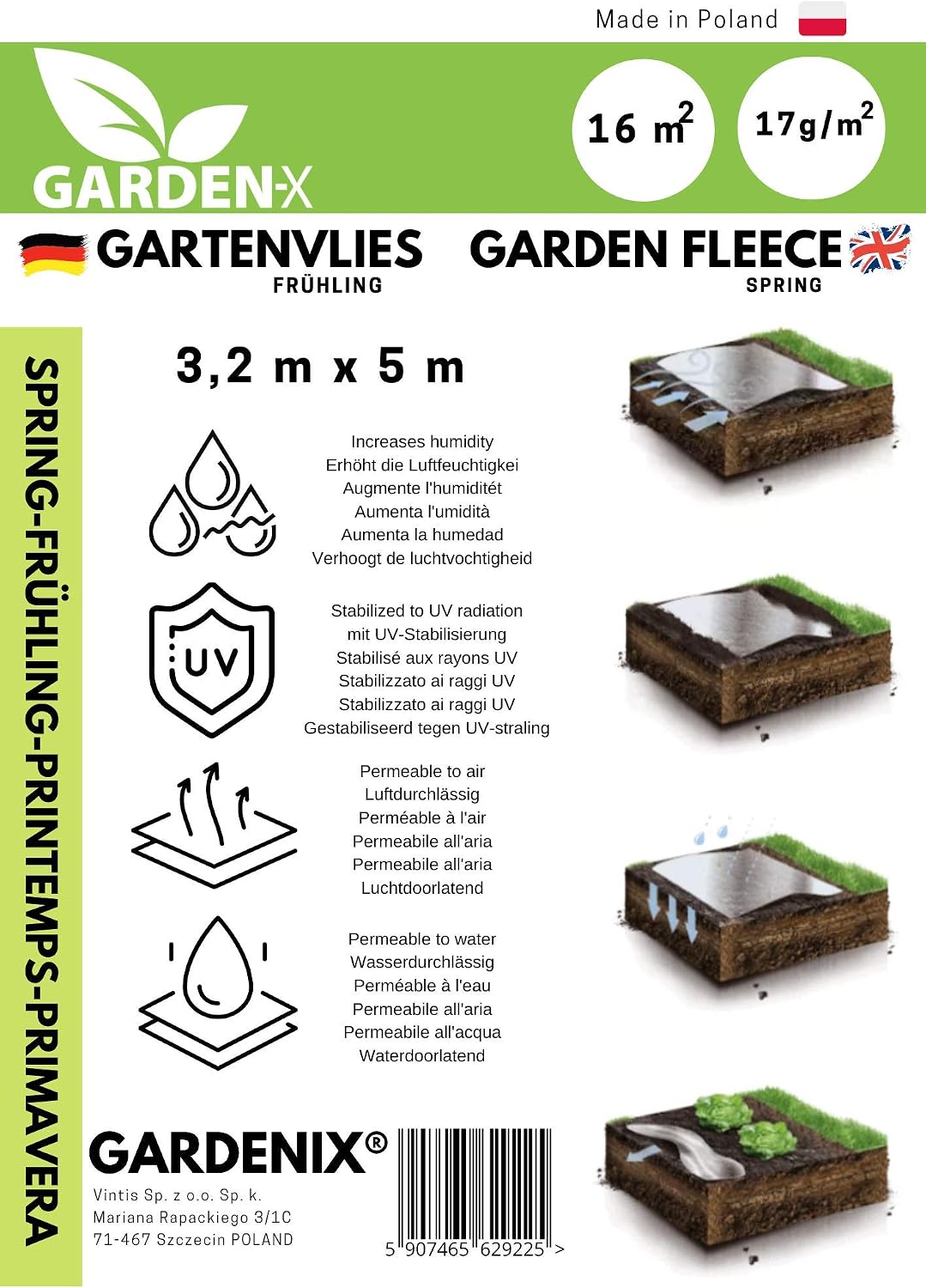 GARDENIX® 16 m² Spring Fleece for Plants, Frost Plant Protection, UV stabilised, Tear-Resistant and Water permeability - Image 4