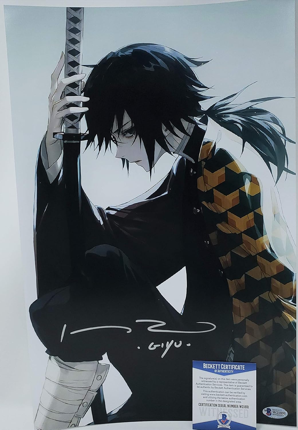 Johnny Yong Bosch autographed 11x17 Poster Photograph Giyu Tomioka Demon Slayer Anime Beckett