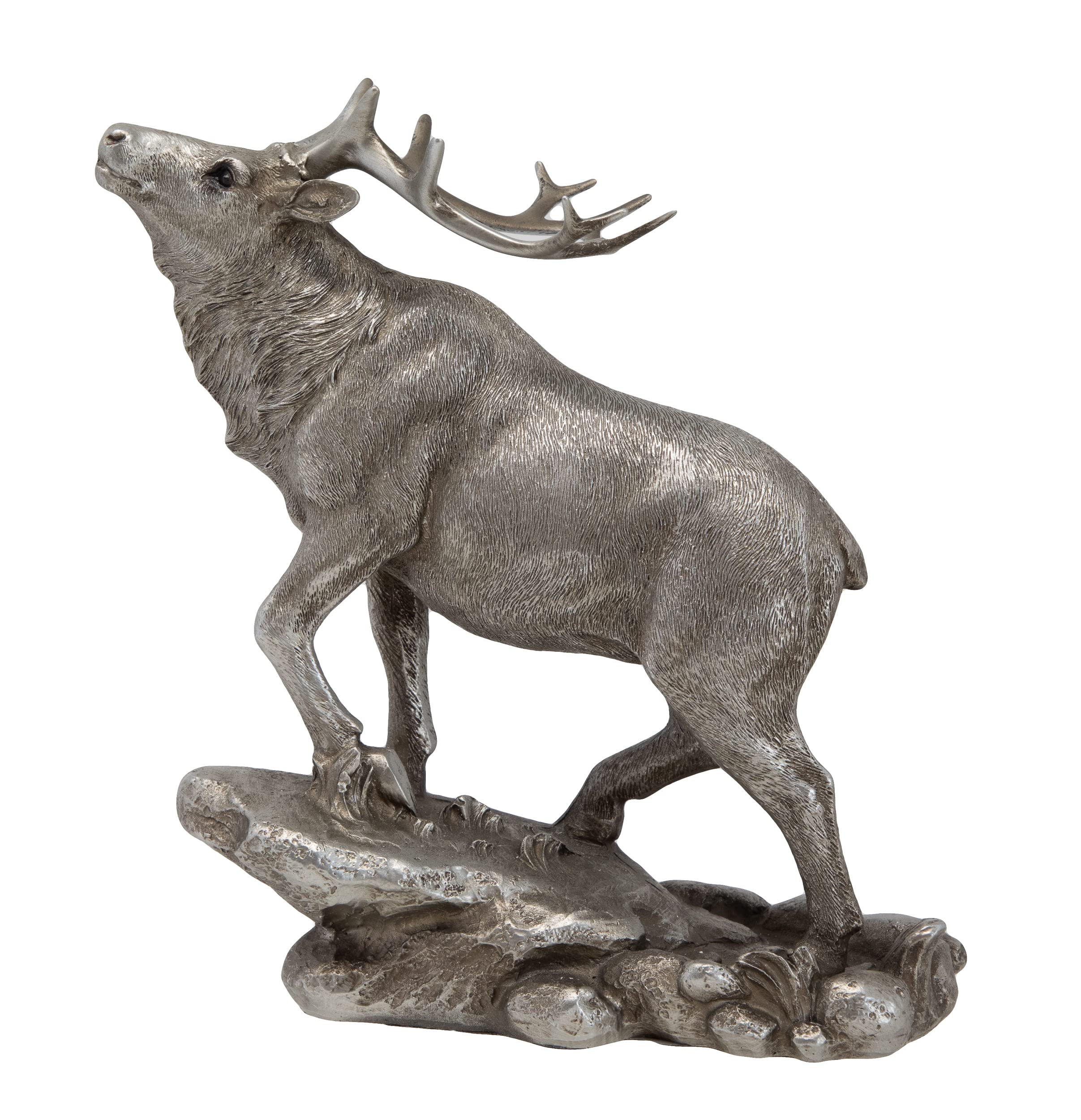 THORNE ANTIQUES AND COLLECTABLES Highland Stag Sculpture Deer Ornament Home Decor 18cm x 16cm x 4cm Antique Silver Effect Finish