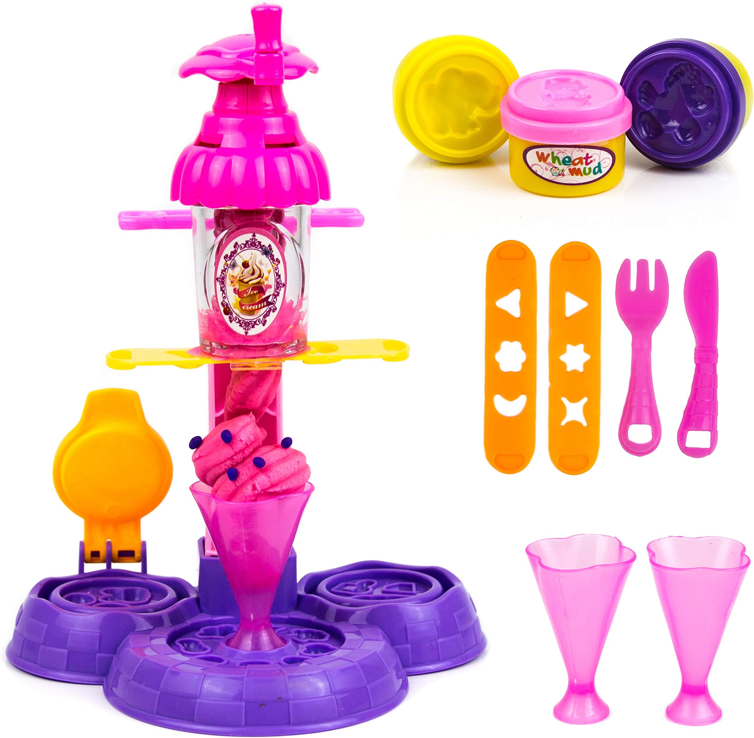 Toysery Ice Cream Maker for Kids, Durable Ice Cream Toys for Kids, Smart Kitchen Set for Kids, Great Ice Cream Mix Toddler Toys, Ice Cream Toys for Girls, Non-Toxic Food Toys for 2 Years Old Girls