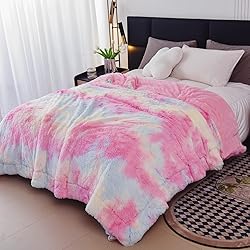 GONAAP Fuzzy Faux Fur Throw Blanket Queen Size