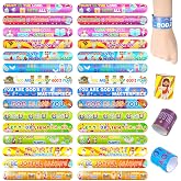 LovesTown 48 PCS Christian Snap Bracelets, Bible Verses Religious Jesus | Wristbands Snap Bracelets for Kids Sunday School, Baptism Gift, Classroom Prizes Treasure Box, Presents Exchange