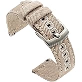 Benchmark Canvas Watch Band - Quick Release Cotton Fabric Watch Straps for Men & Women (22mm, Khaki Tan)