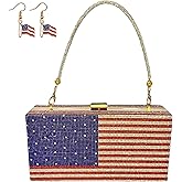 pearl&she Diamond Women Evening Handbags Purse Minaudiere Clutch Bag.American Flag Stars and Stripes bags The National Flag Crystal Clutch Purse for Women Evening Bags Purses (USA Flag)