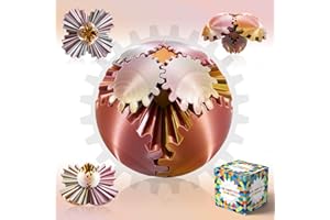 HYBAIS Gear Ball-3D Printed Gear Sphere , 3D Printed Gear Toy Spin Ball Cube Fidget Toy,The Steampunk Whirling Wonder Fidget Ball Toy,Stress Ball for Adult and Kids (Light Purple Gold)