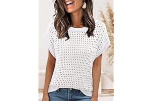 Womens Spring Tops 2026 Summer Shirts Crochet Cap Sleeve Sweater Pullover Cute Beach Vacation Clothes S-XXL
