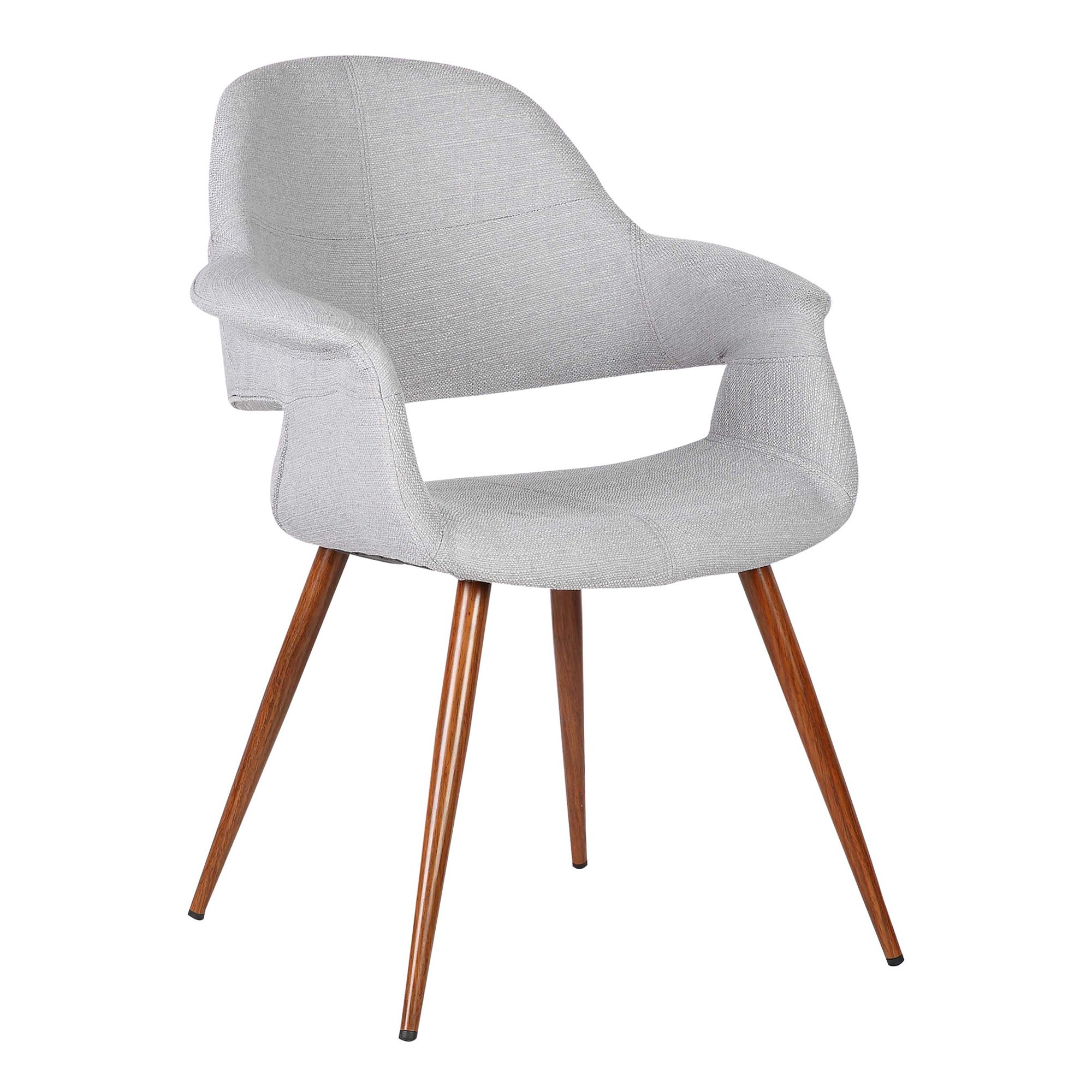 Armen Living Phoebe Dining Chair in Grey Fabric and Walnut Wood Finish