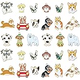 COGCHARGER 30 Pcs 15 Style Metal Animal Dog Charms for Jewelry Making Bulk Cute Assorted Enamel Charms Pendants for Keychain Earrings Necklaces Bracelets DIY Supplies