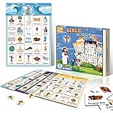 GRANDLMOON Bible Bingo Game 24 Players 6 Designs Christian Bible Bingo Card Religious Game Activities for Vacation Bible School Christian Sunday Church Easter Gift Family Open Day Supplies Box