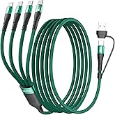 SIQIWO 2 Pack 4ft Multi USB C Cable,4 in 2 Braided USB A/C to USB C Splitter Charger Cord with 4 Type C Ports,QC/PD 3.0 Fast Charging for iPhone 15 16 17 Series,Samsung Galaxy,Sony,Pixel,LG(100W Max)