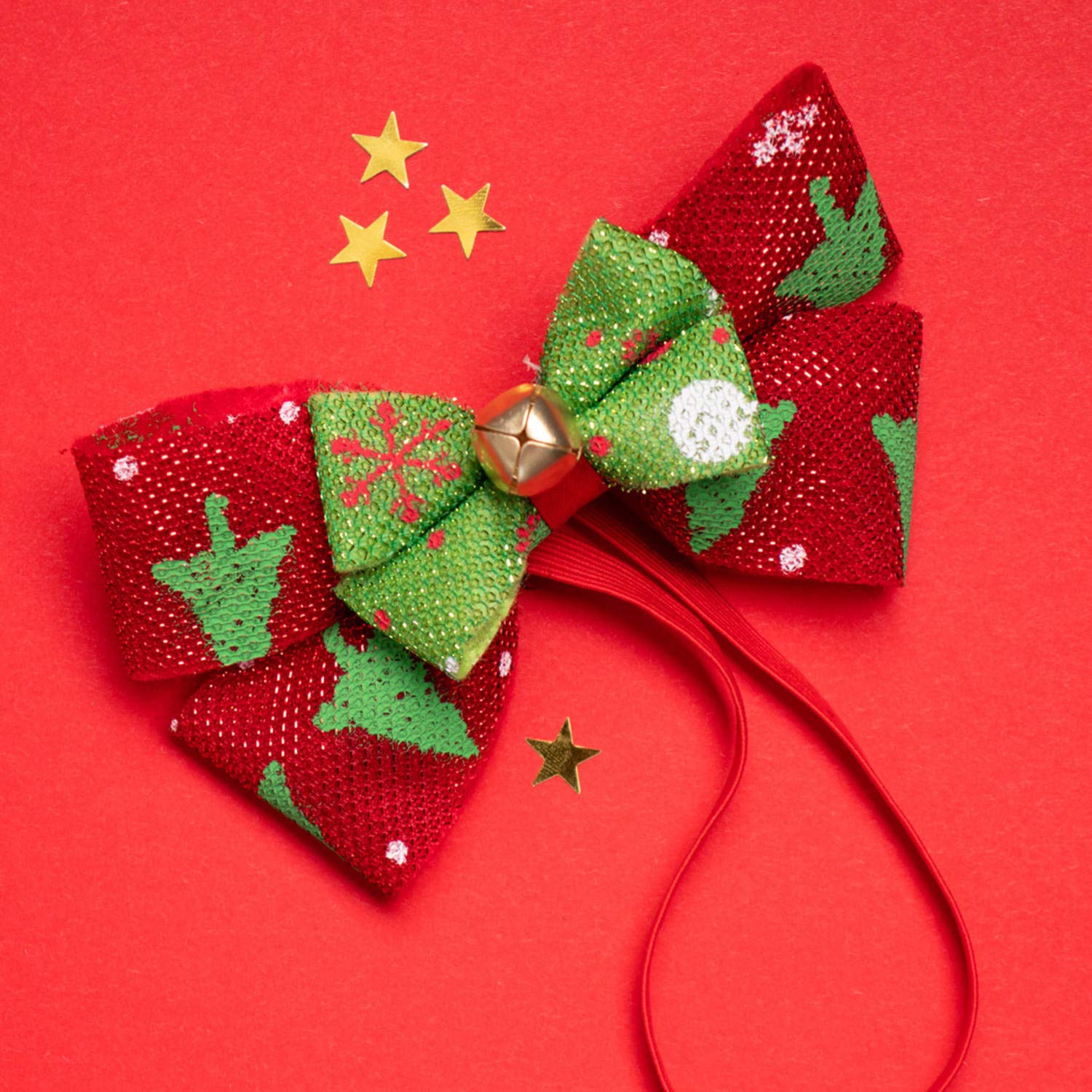 Folat - Bowtie/Hairband Christmas with Bell Red-Green