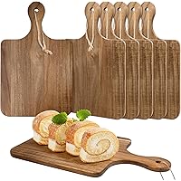 6 Pcs Acacia Wood Cutting Board, 16 x 10 Inch Wooden Chopping Boards with Handle, Large Wooden Serving Board Kitchen Cutting 