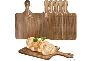 6 Pcs Acacia Wood Cutting Board, 16 x 10 Inch Wooden Chopping Boards with Handle, Large Wooden Serving Board Kitchen Cutting 