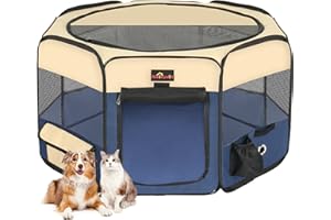 Aivituvin Portable Pet Playpen, Foldable Dog Tent Crate Cage for Puppies and Cats, Exercise Pop Up Dog Kennel with Carrying C