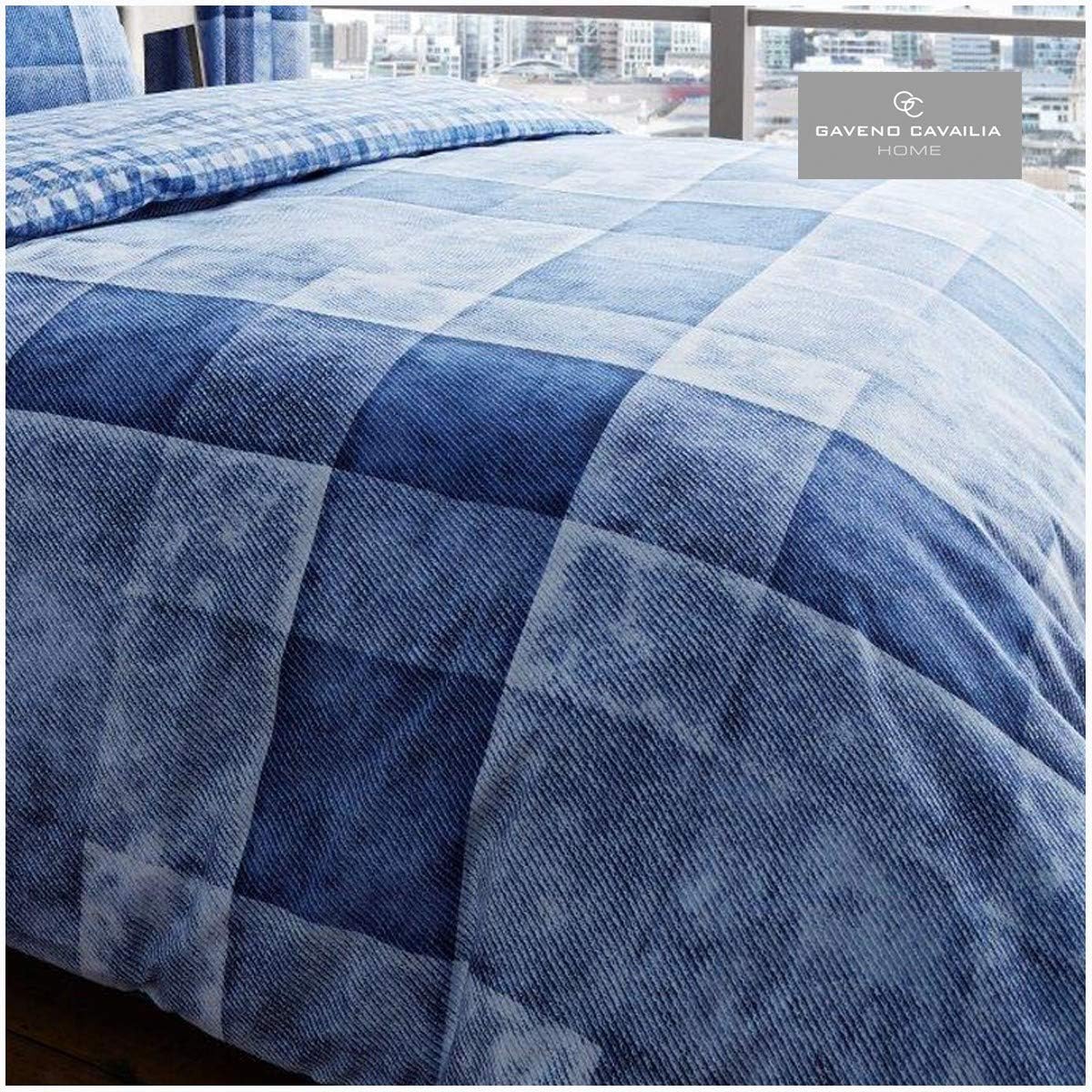 GC GAVENO CAVAILIA Polycotton Checked Duvet Cover Double (200cm x 200cm) - Quilt Bedding Set Double Bed with 2 Pillow Cases - Blue - Image 5
