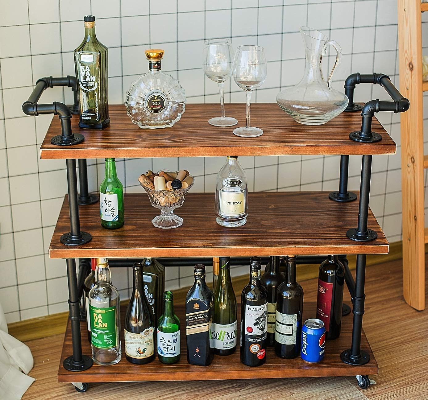 Best Kitchen Rolling Cart Metal And Wood