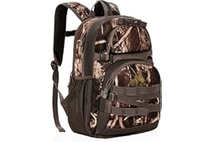 OUUTMEE Hunting Backpack, Camo Outdoor Hunting Pack for Bow or Rifle with Holder, for Hunting, Camping, Hiking