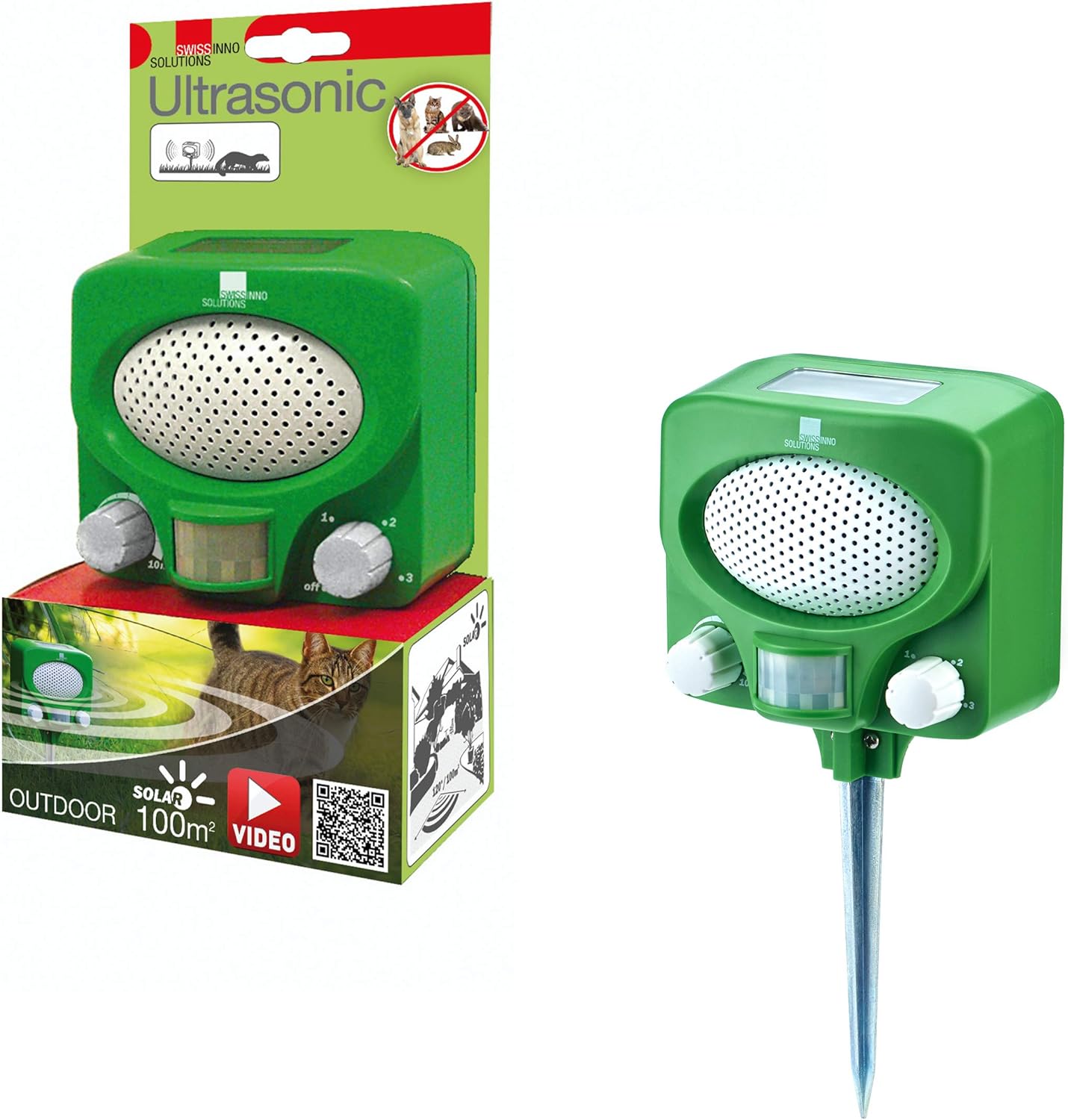 Swissinno Solution 1231001 Ultrasonic Animal Repeller, Green/White ...