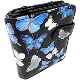 Shag Wear Butterflies Small Wallet for Women – Vegan Faux Leather Compact Purse with Butterfly Design, Nature Theme, Magnetic Snap Closure, Card and Coin Organizer Black 4.5"