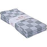 THE TOWEL HOUSE 100% Cotton Premium Kitchen Towels - Highly Absorbent, Ultra Soft Tea Towels with Hanging Loop - Extra Large Size for Multi-Purpose Use - Grey - 18x28 Inches (Pack of 4)