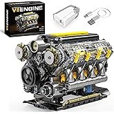 BseSparklion V8 Engine Model Kit that Runs, Visible Mini Car Motor Building Blocks Set for Adults, Compatible with Lego, STEM Physical Science Educational Toy for Teens Boys 14+ (905 PCS)