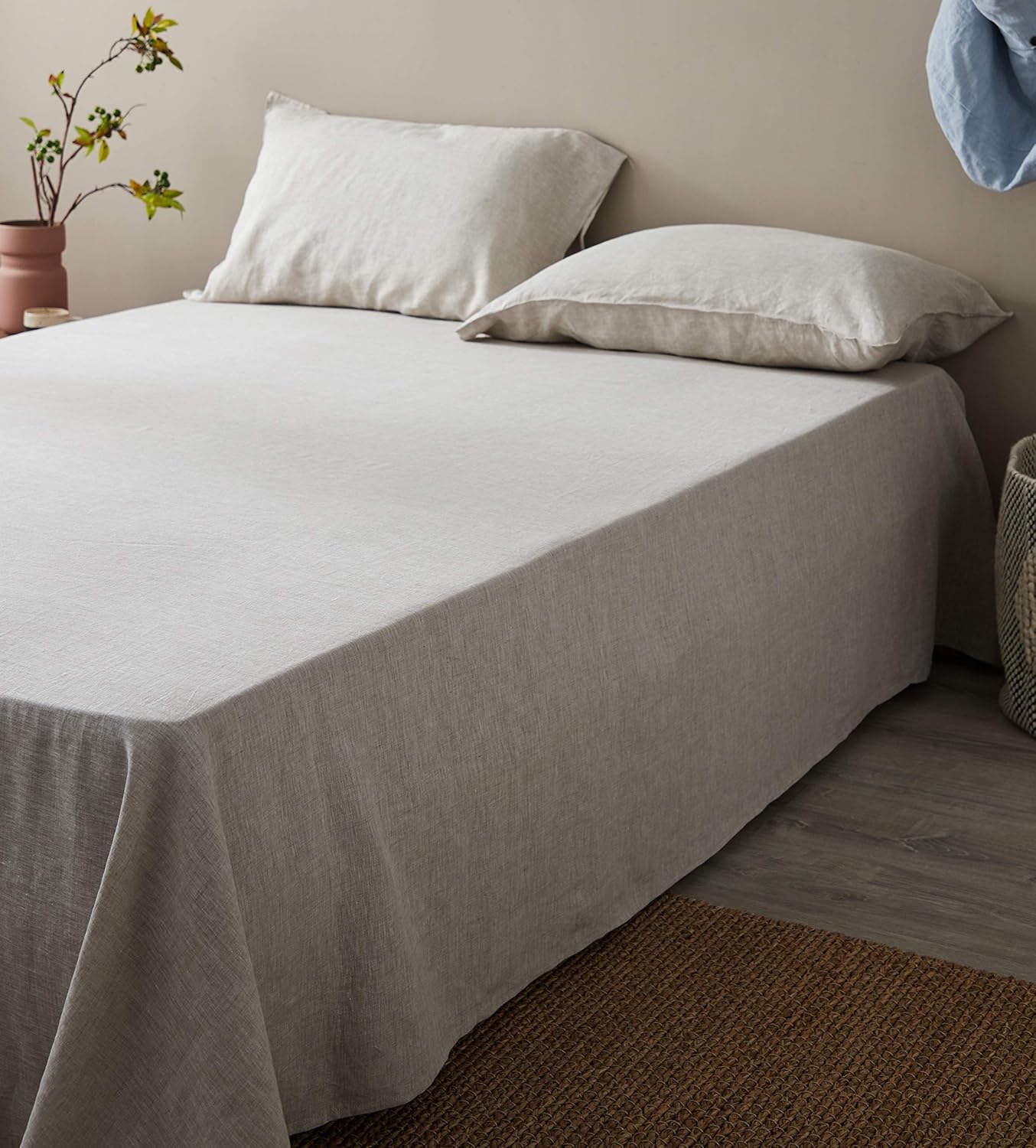 DAPU Pure Stone Washed Linen Sheets Set 100% French Natural Linen European Flax (Queen, Natural Linen, Flat, Fitted and 2 Pillowcases: Kitchen & Dining