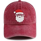 Yuawoi Christmas Santa Embroidered Baseball Cap, Xmas Hat, Adjustable Strap